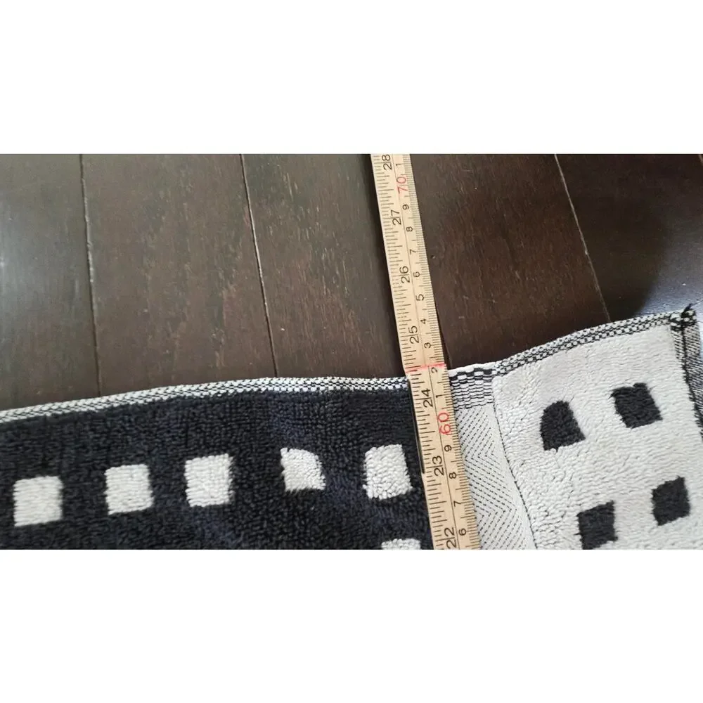 Vintage 1980s Esprit Bath & Bed Towel Black White Geometric Logo 44